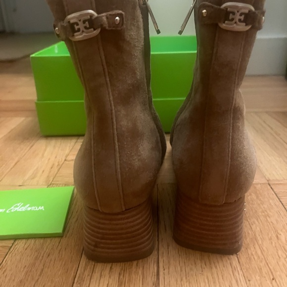 Women's Tan Suede Ankle Boots - Picture 3 of 5